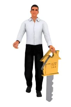 Businessman with key Stock Illustration