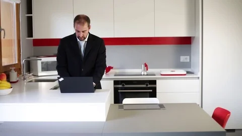 Businessman in the kitchen Stock Footage 109399051