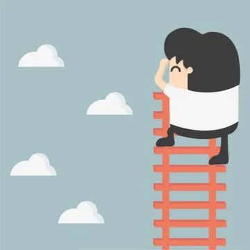 Businessman on ladder looking for success Stock Illustration