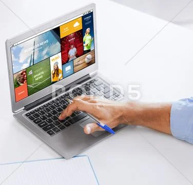 Businessman with laptop computer working at office Stock Photos