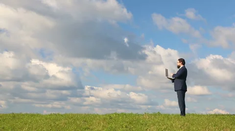 Businessman with laptop Stock Footage 67694012