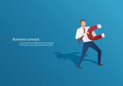 Businessman with a large magnet vector Stock Illustration