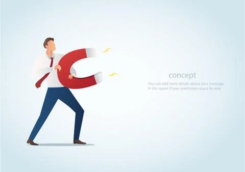 Businessman with a large magnet vector Stock Illustration
