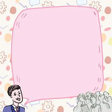 Businessman With Large Speech Bubble Talking To Crowd Presenting New Ideas Stock Illustration