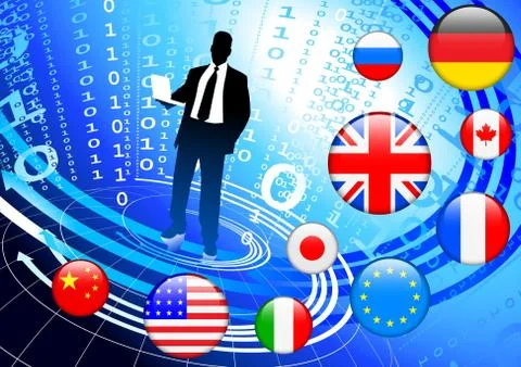 Businessman Leader with Binary Code Stock Illustration