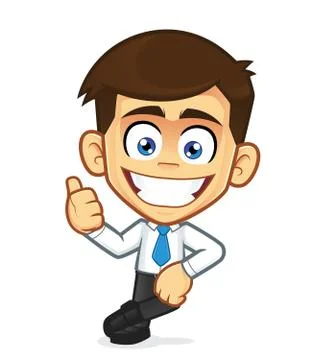 Businessman leaning on an empty block Stock Illustration