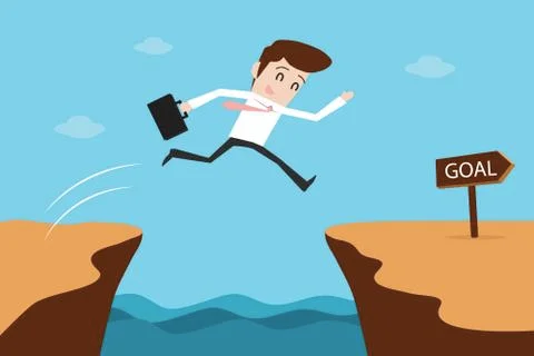 Businessman leaps Stock Illustration