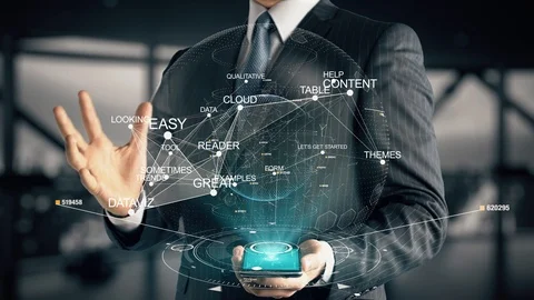 Businessman with Let's Get Started hologram concept Stock Footage 122245540