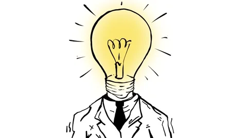 Businessman with Light Bulb Head, Looping Transparent Animation Stock Footage 345022940