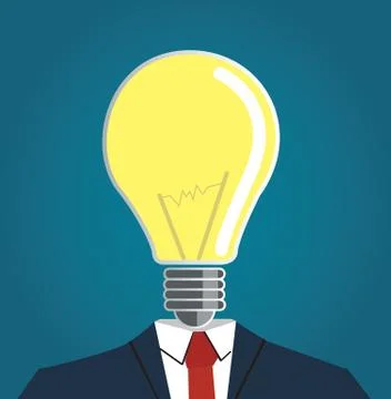 Businessman with light bulb head vector Stock Illustration