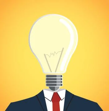 Businessman with light bulb head vector. Stock Illustration