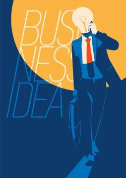 Businessman with light bulb instead head, idea concept Stock Illustration