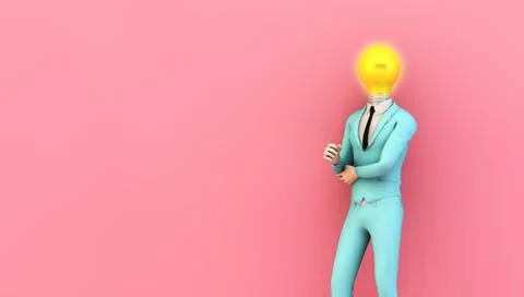 Businessman with lightbulb on head Stock Illustration