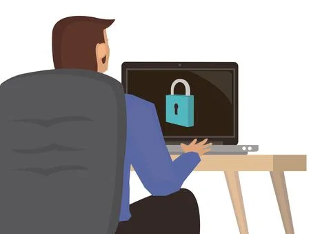 Businessman login on the computer screen. Stock Illustration