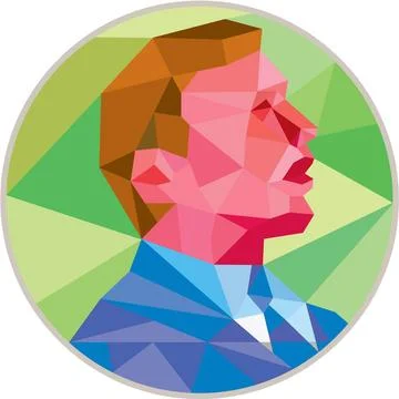 Businessman Looking Up Circle Low Polygon Low polygon style illustration o... Stock Photos