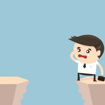 Businessman looking into the cliff gap Stock Illustration