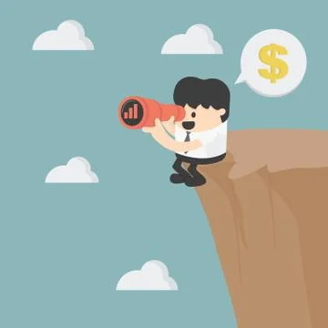 Businessman looking on cliff Stock Illustration