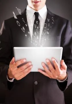 Businessman looking at digital tablet Stock Illustration