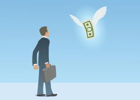 Businessman looking at dollar Stock Illustration