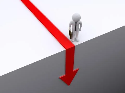 Businessman is looking down at arrow Stock Illustration
