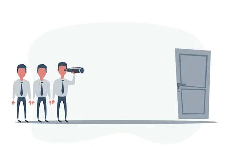 Businessman looking in future, for the exit. CEO using telescope looking for Stock Illustration