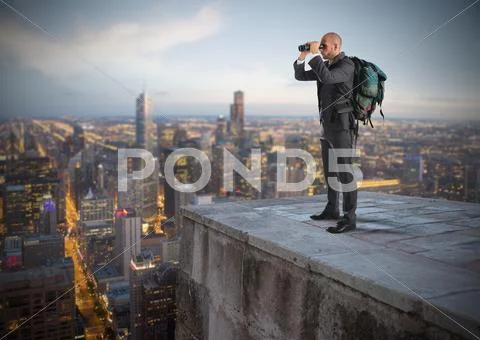 Businessman looking to the future Stock Photos