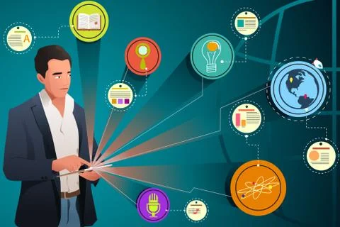 Businessman Looking at Internet Technology Stock Illustration