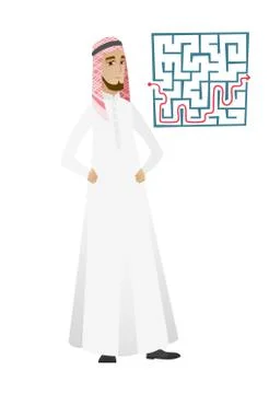 Businessman looking at labyrinth with solution Stockillustratie