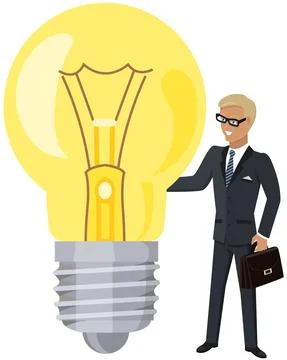 Businessman looking at light bulb, thinking about investment. Work with business Stockillustratie