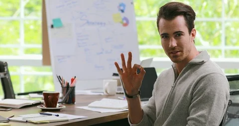 Businessman looking stare at camera. Stock Footage 98965548
