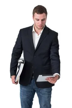 Businessman looking at tablet pc Foto stock