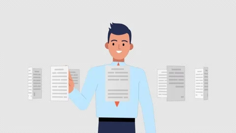 Businessman looking through sliding documents and papers online documentation Stock Footage 157862557