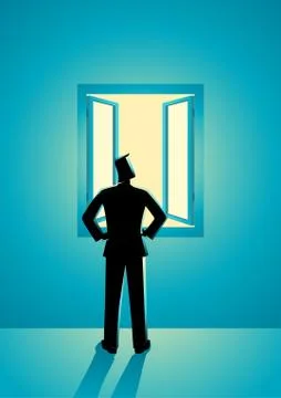 Businessman looking through window Stock Illustration