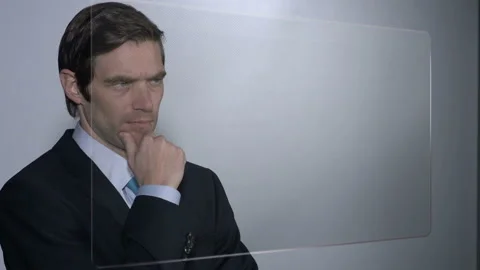  Businessman Looking A Touch Screen 1 Vídeo Stock 210222188