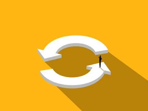 Businessman in a loop in a circle recycle icon. vector illustration Stock Illustration