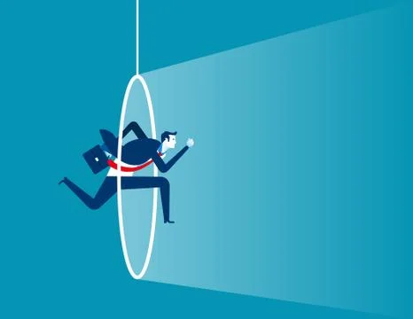 Businessman into loop. Concept business vector illustration. Stock Illustration