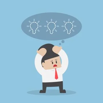 Businessman lost his idea with empty light bulb Stock Illustration