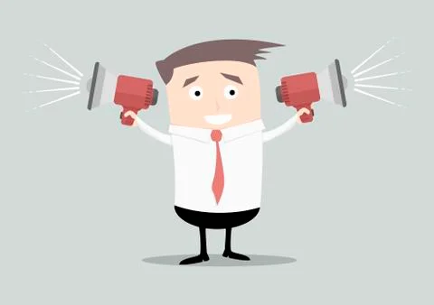 Businessman with loudspeakers Stock Illustration