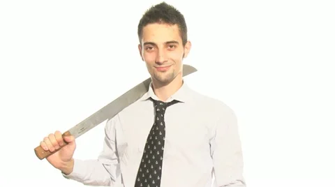 Businessman with machete Stock Footage 11823333