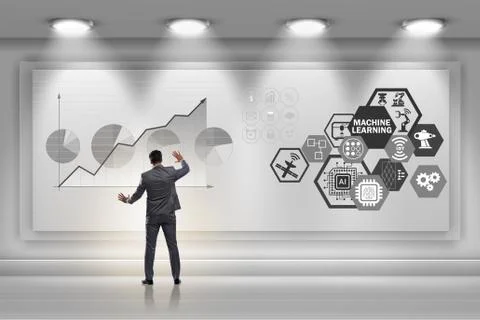 Businessman in machine learning concept 写真素材