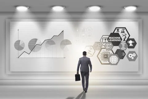 Businessman in machine learning concept Foto stock