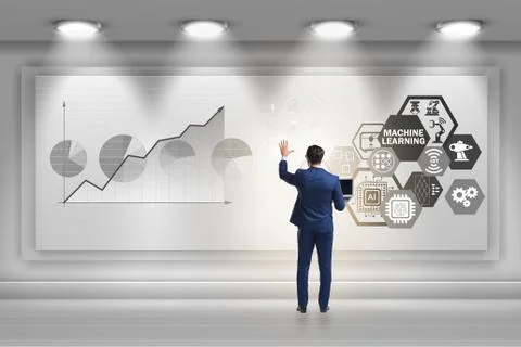 Businessman in machine learning concept Foto stock