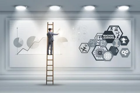 Businessman in machine learning concept 写真素材