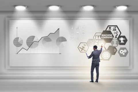 Businessman in machine learning concept Stock Photos