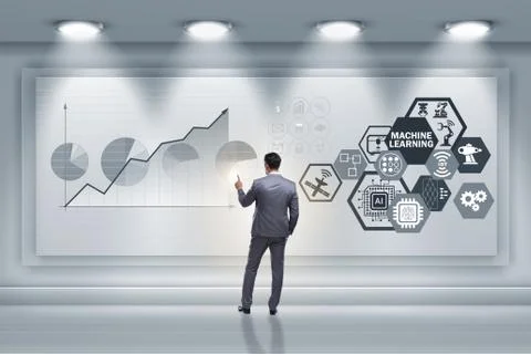 Businessman in machine learning concept Stock Photos