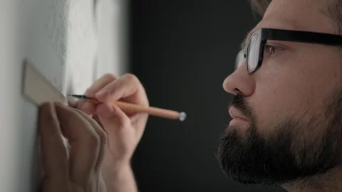 Businessman makes notes on the wall. Idea, thinking design, mind map. Stock-Footage 112162168