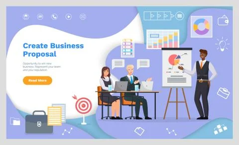 Businessman makes a presentation of a statistical report. Analysis and planning Illustrazione stock