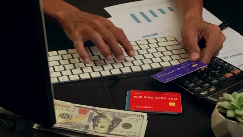 A businessman makes a transaction using a credit card. financial technology.. Stock Footage 308883528
