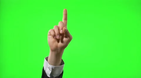 Businessman making 10 touch screen hand gestures on green screen for transpar Stock Footage 61016107