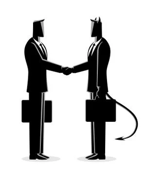 Businessman making a deal with the devil Stock Illustration